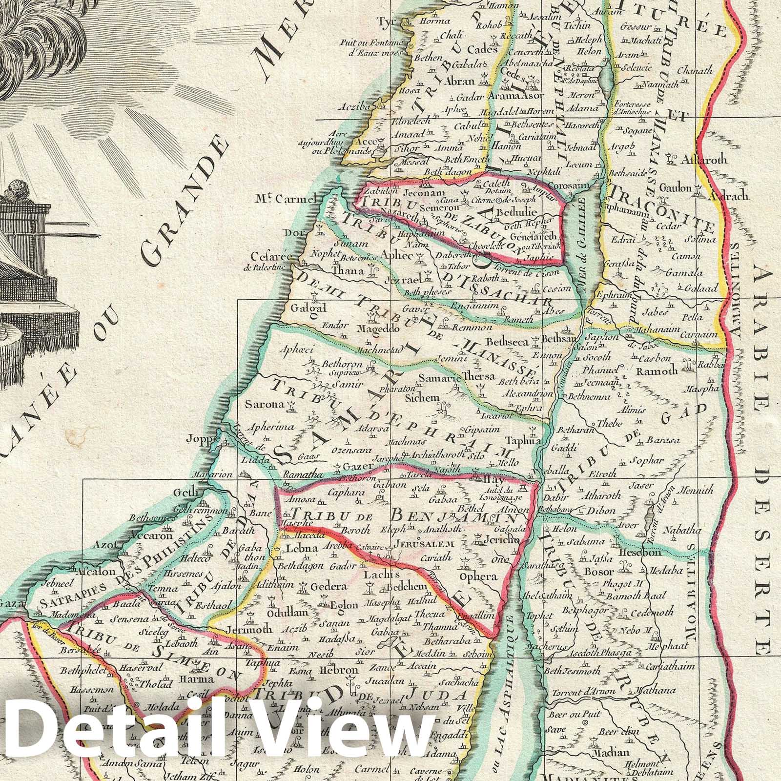 Historic Map : Israel, Palestine or The Holy Land, Bonne, 1783, Vintage Wall Art