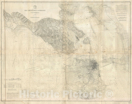 Historic Map : U.S. Coast Survey Nautical Map of San Francisco, 1897, Vintage Wall Art