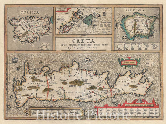 Historic Map : Crete "Candia" and 10 Greek Islands, Ortelius, 1584, Vintage Wall Art