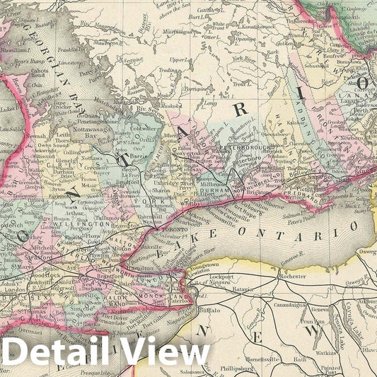Historic Map : Ontario, Canada, Mitchell, 1867, Vintage Wall Art