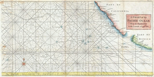 Historic Map : Baja California and The Pacific w&amp;#x2F; Trade Routes from Acapulco to Manila, Anson, 1748, Vintage Wall Art