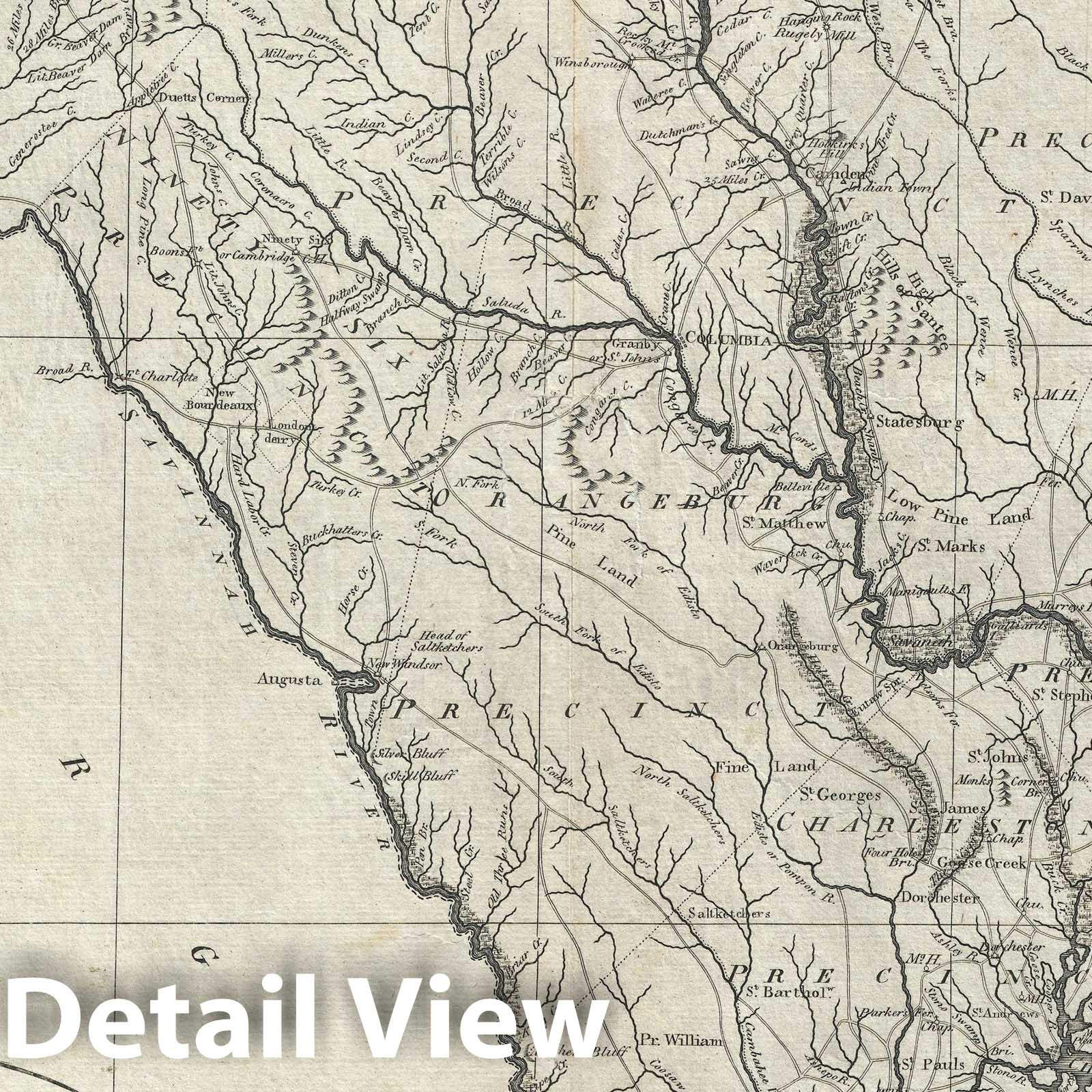 Historic Map : South Carolina, John Reid, 1796, Vintage Wall Art