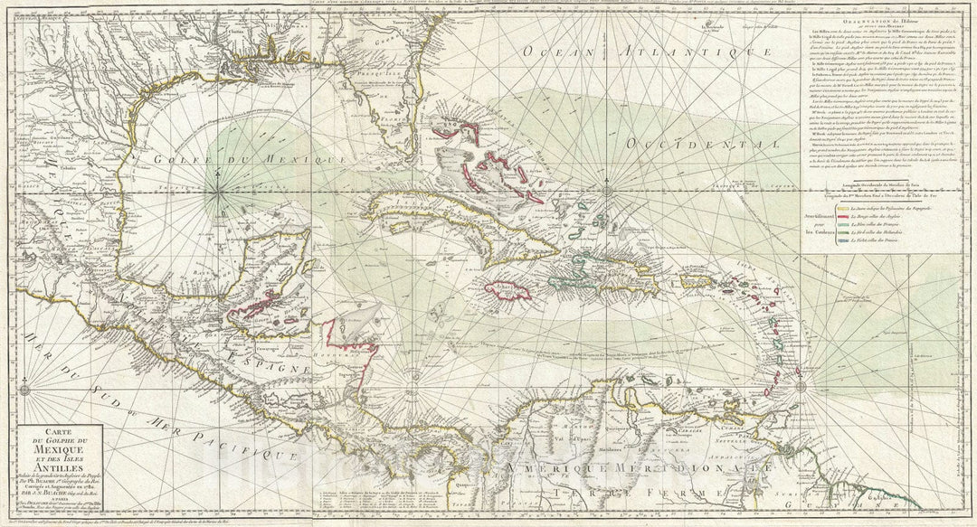 Historic Map : The West Indies, Florida, and The Antilles, Buache, 1780, Vintage Wall Art