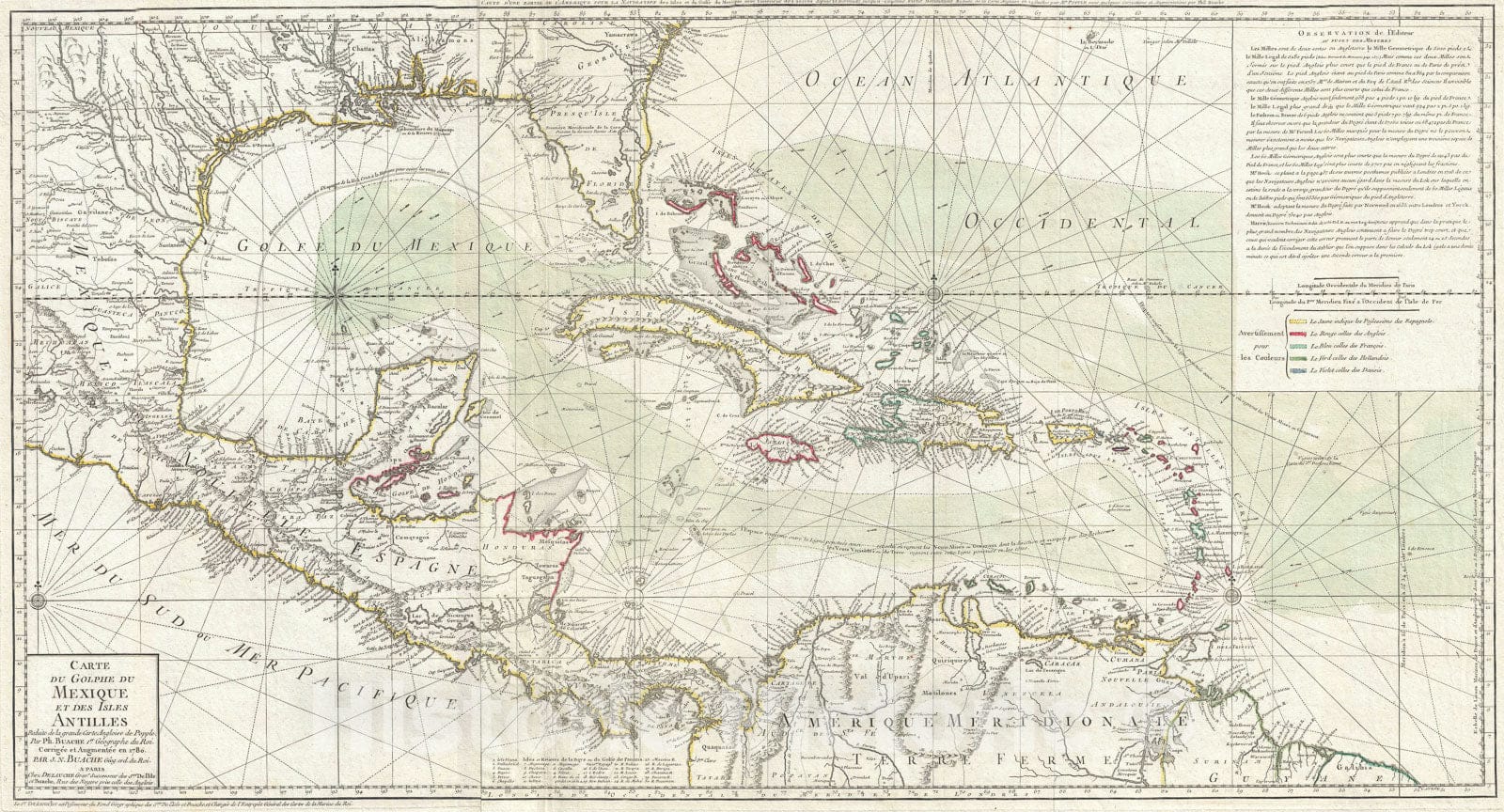 Historic Map : The West Indies, Florida, and The Antilles, Buache, 1780, Vintage Wall Art