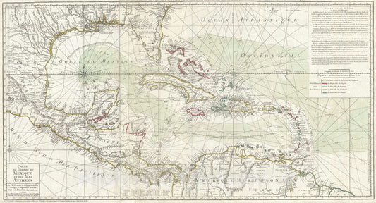 Historic Map : The West Indies, Florida, and The Antilles, Buache, 1780, Vintage Wall Art