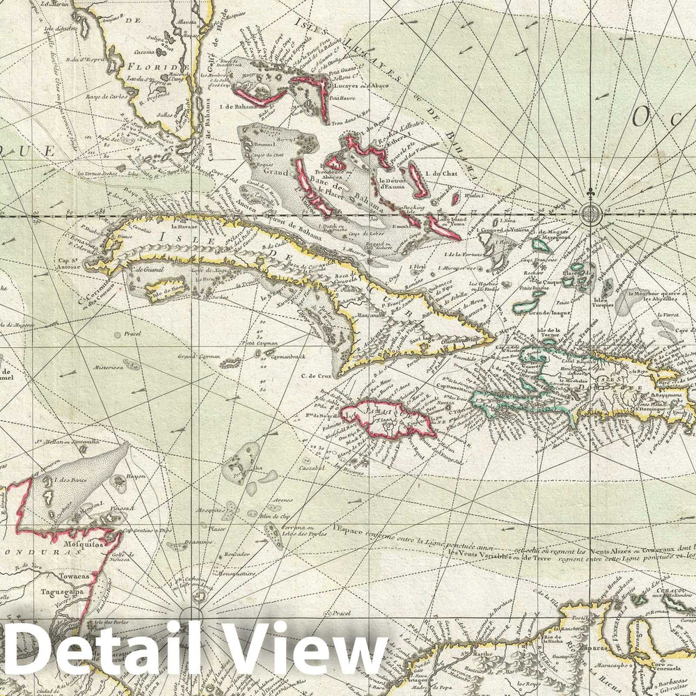 Historic Map : The West Indies, Florida, and The Antilles, Buache, 1780, Vintage Wall Art