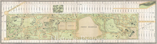 Historic Map : Central Park and The Upper West Side, New York City, Vaux and Olmstead, 1868, Vintage Wall Art