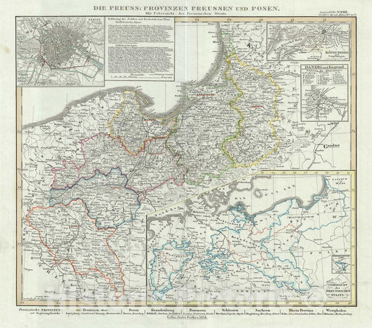Historic Map : Prussia, Perthes, 1854, Vintage Wall Art