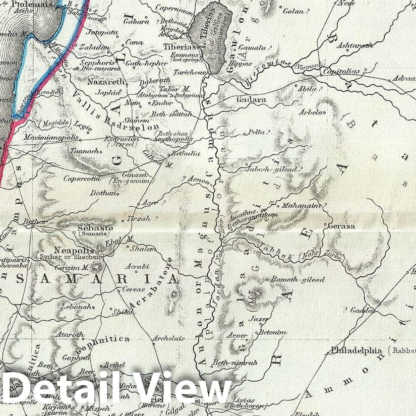 Historic Map : Israel, Palestine or The Holy Land in Antiquity, Hughes, 1867, Vintage Wall Art