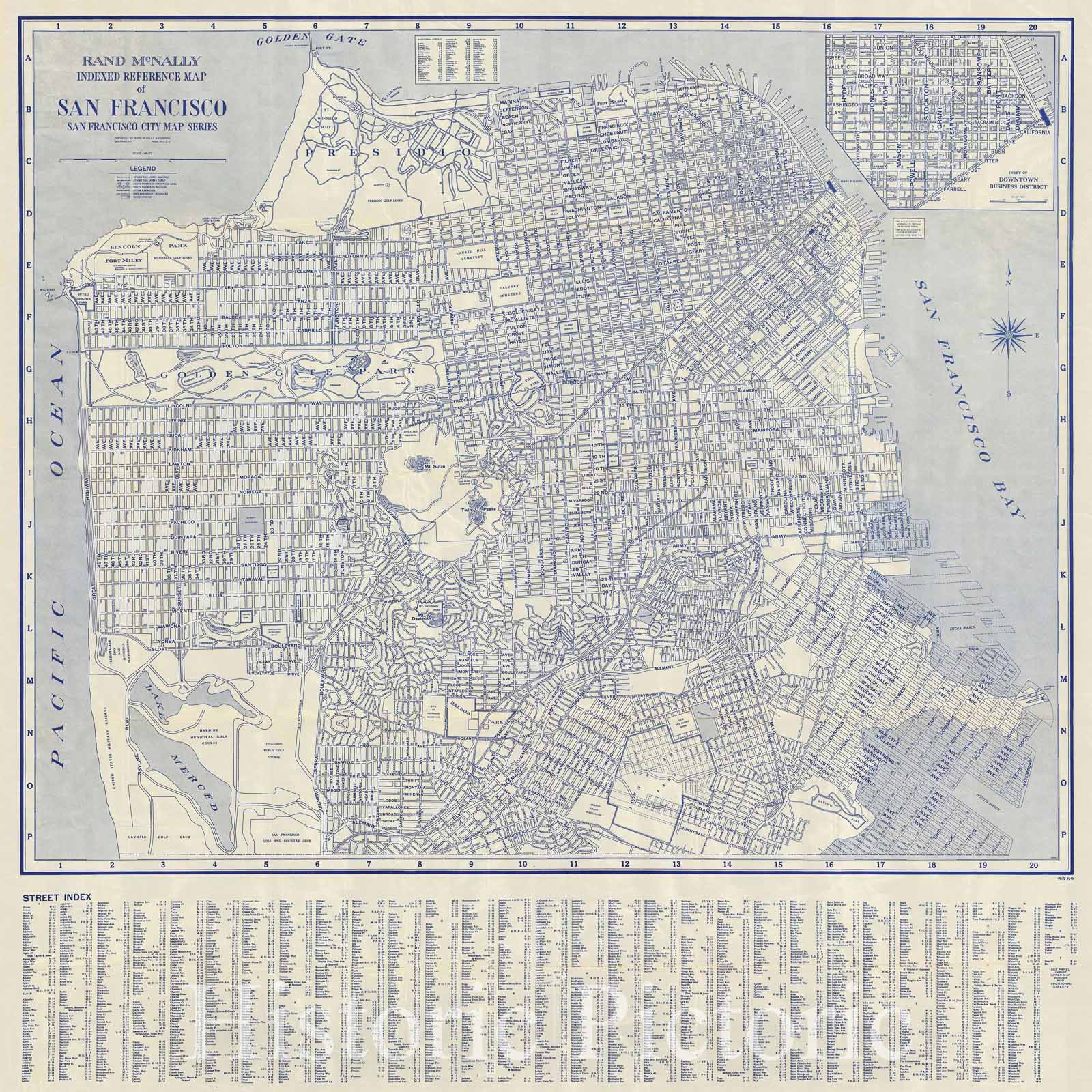 Historic Map : San Francisco, California, McNally, 1940, Vintage Wall Art