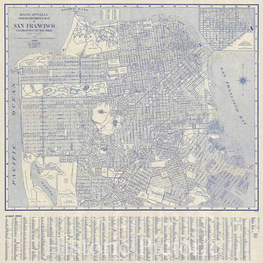 Historic Map : San Francisco, California, McNally, 1940, Vintage Wall Art