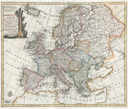 Historic Map : Europe, Bowen, 1747, Vintage Wall Art