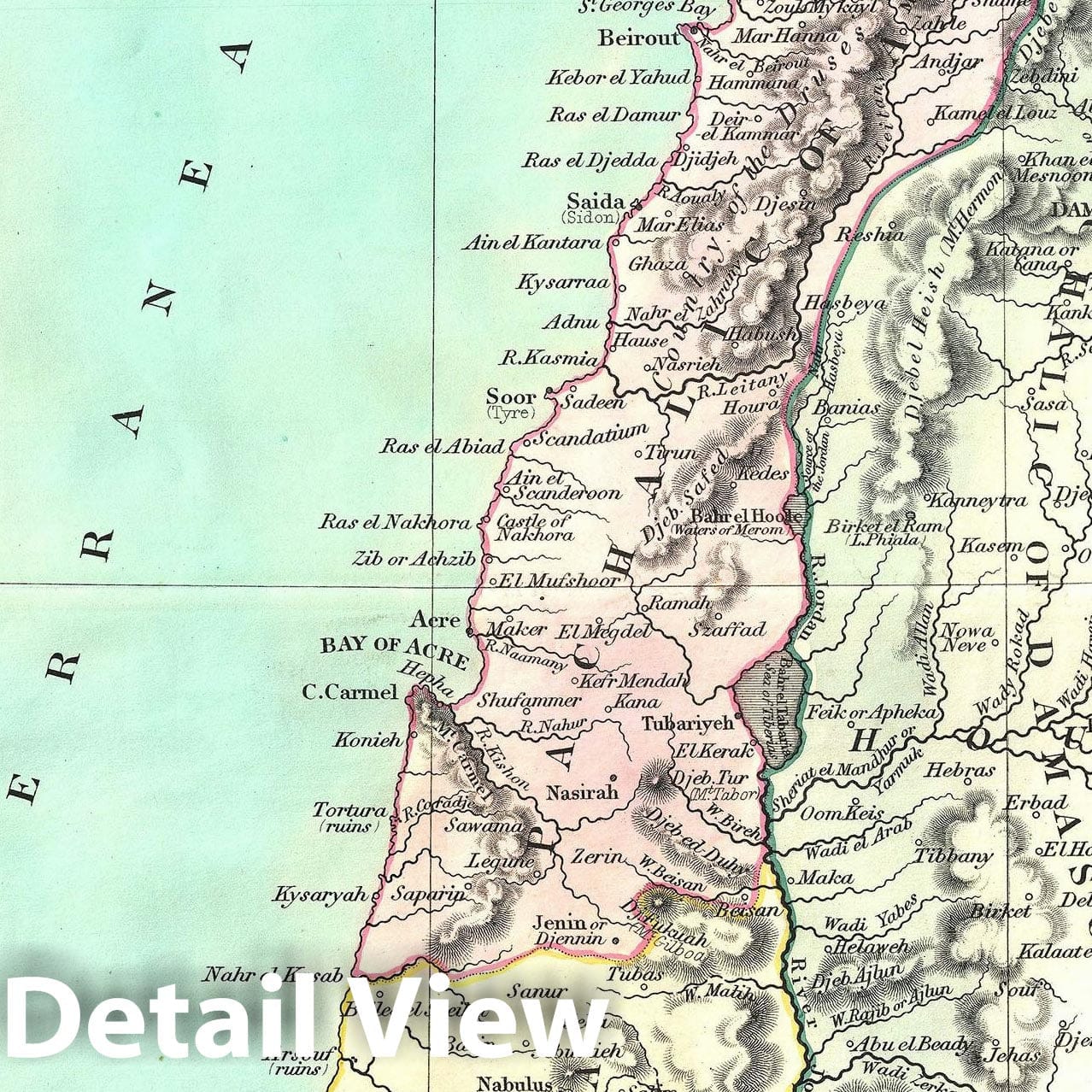 Historic Map : Syria, Cruchley, 1853, Vintage Wall Art