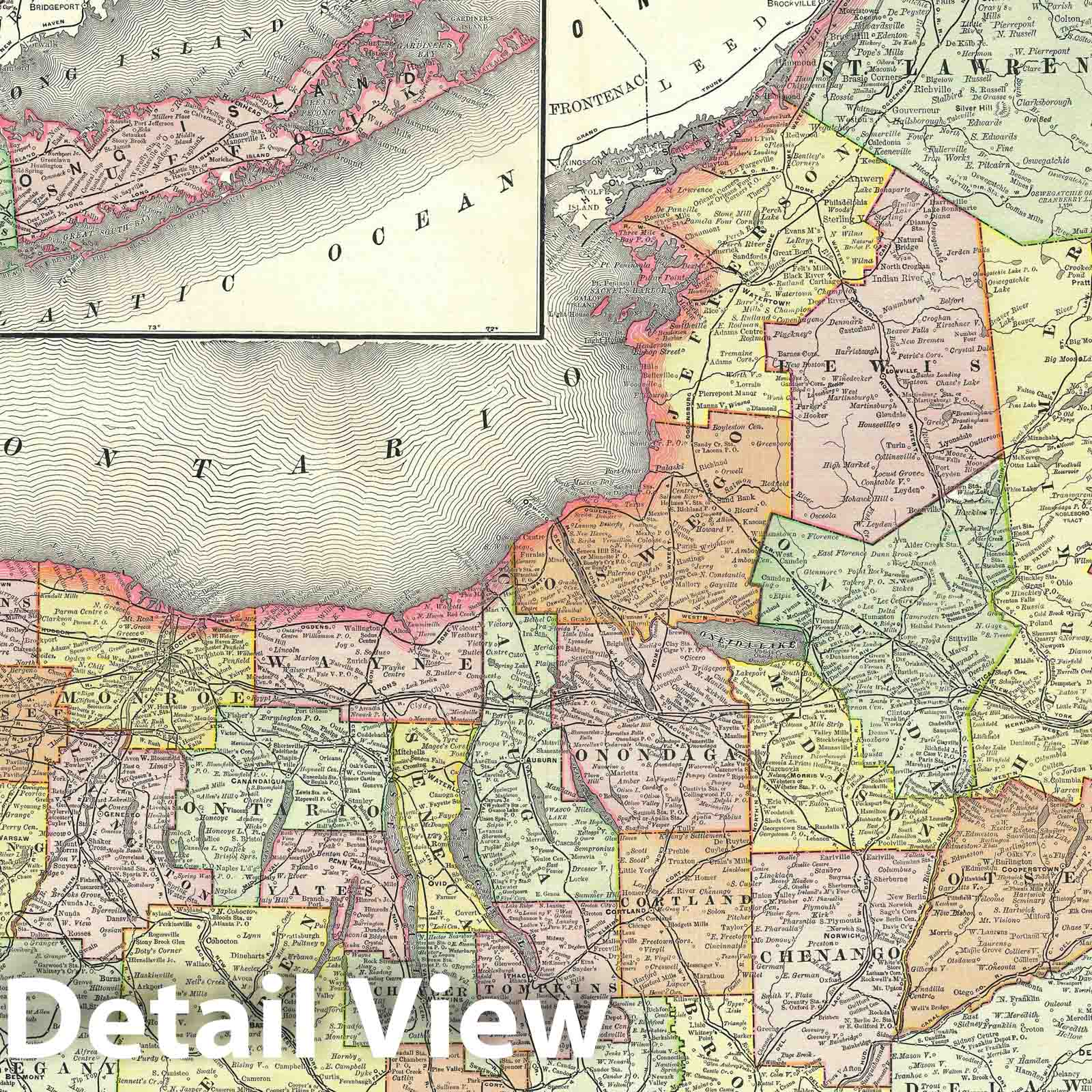 Historic Map : New York, Rand McNally, 1888, Vintage Wall Art
