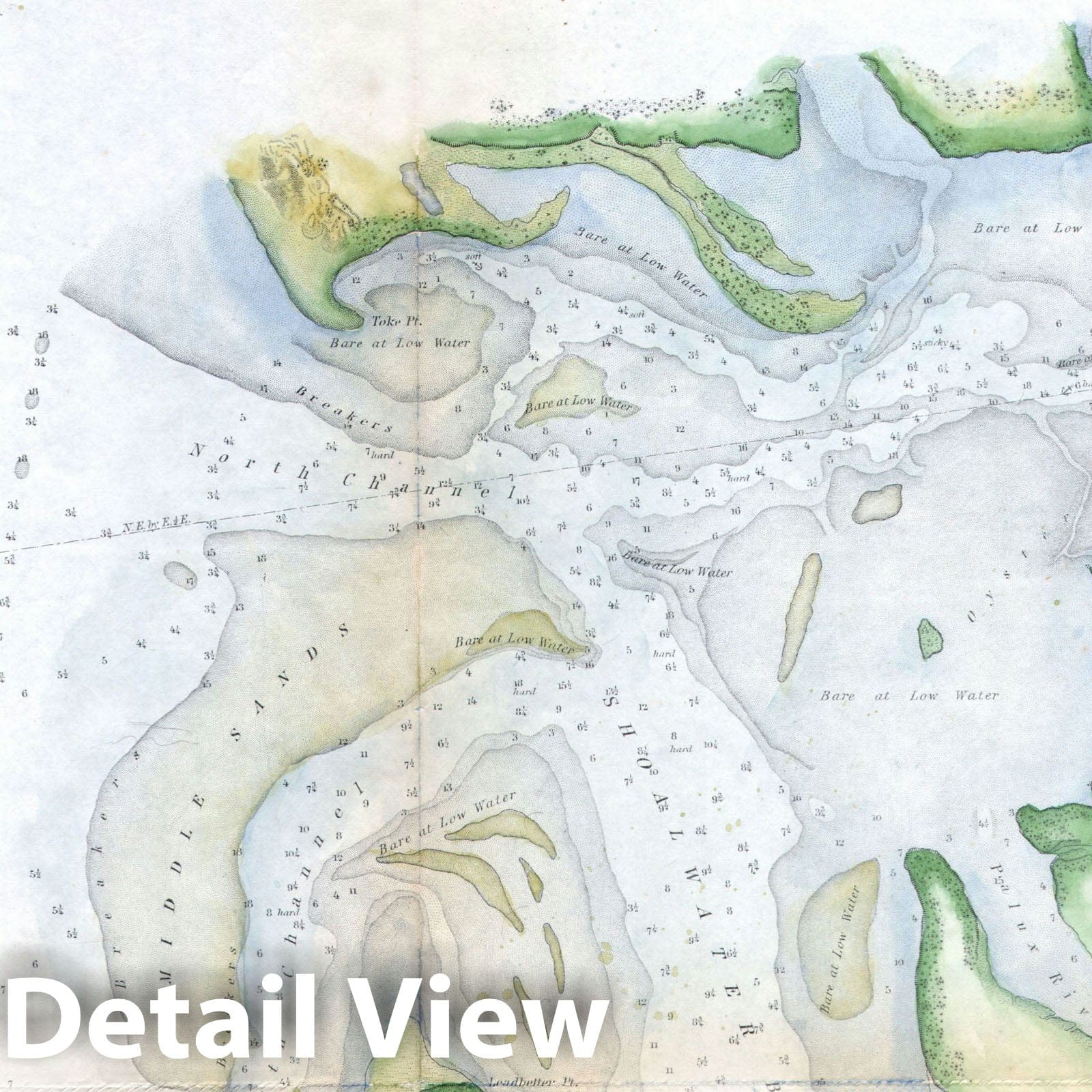 Historic Map : Shoalwater Bay, Washington, U.S.C.S., 1853, Vintage Wall Art