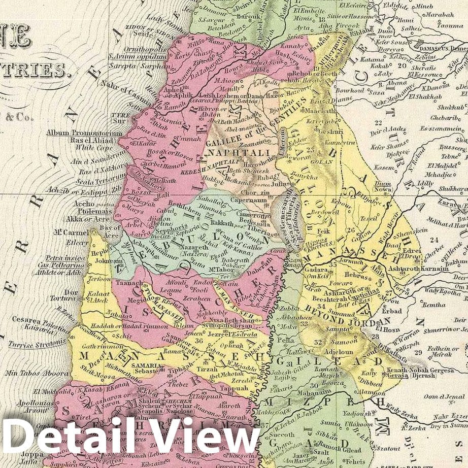 Historic Map : Israel, Palestine or The Holy Land, Mitchell, 1854, Vintage Wall Art