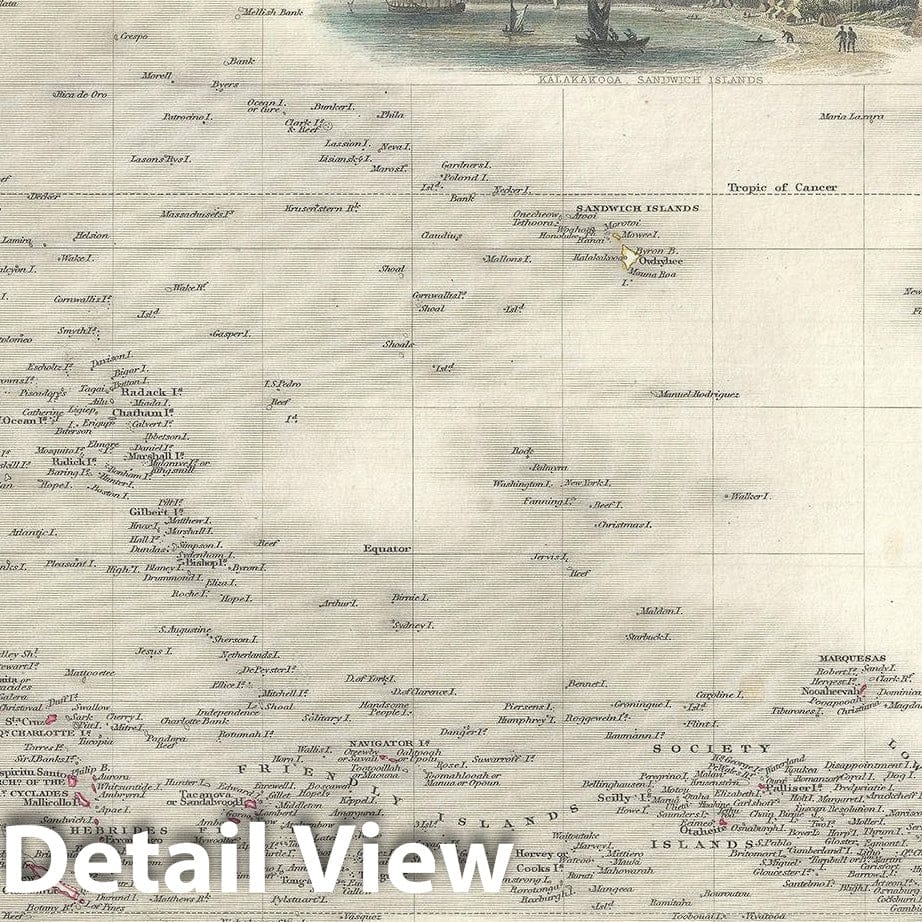 Historic Map : Polynesia, Tallis and Rapkin, 1851, Vintage Wall Art