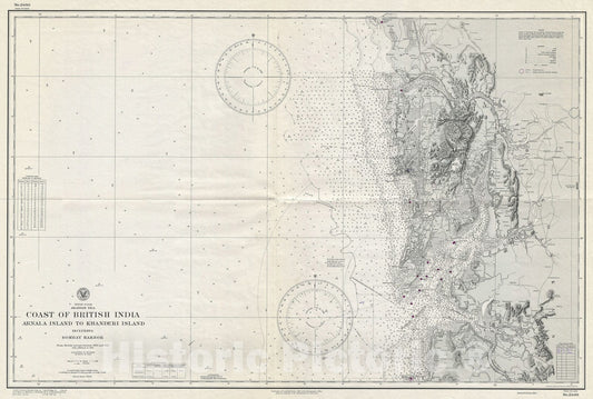 Historic Map : Nautical Chart Bombay Harbor, India, WWII, World War II, 1945, Vintage Wall Art
