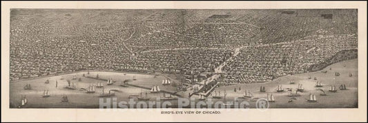 Historic Map : Bird's-Eye View of Chicago, 1892, Alexander Zeese, Vintage Wall Art