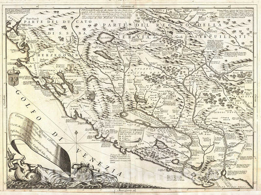 Historic Map : Coronelli Map of Montenegro, 1690, Vintage Wall Art