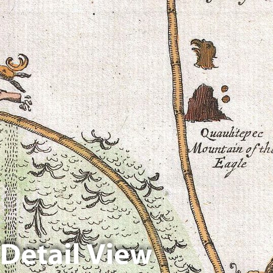 Historic Map : Gemelli Map of The Aztec Migration from Aztlan to Chapultapec, 1704, Vintage Wall Art