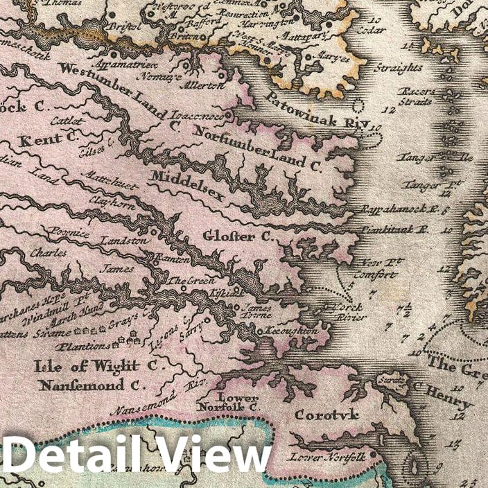 Historic Map : Homann Map of Carolina, Virginia, Maryland and New Jersey , 1715, Vintage Wall Art