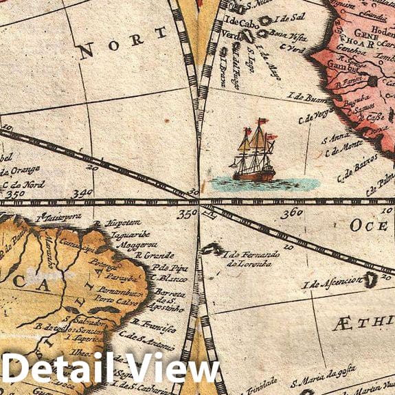 Historic Map : Stoopendaal Map of The World in Two Hemispheres, 1730, Vintage Wall Art
