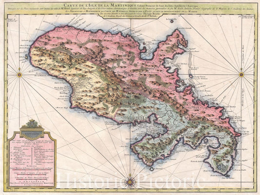 Historic Map : Covens and Mortier Map of Martinique, 1742, Vintage Wall Art