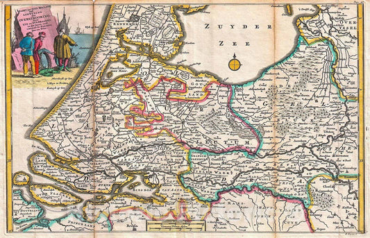 Historic Map : La Feuille Map of Holland, 1747, Vintage Wall Art