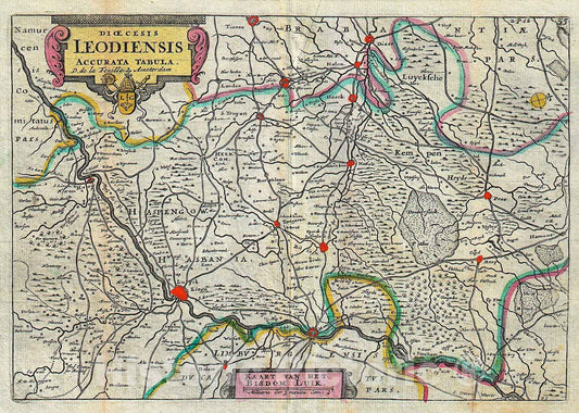 Historic Map : La Feuille Map of Liege, Belgium (Leodiensis), 1747, Vintage Wall Art