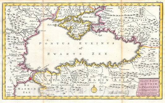 Historic Map : Ratelband Map of The Black Sea, Crimea, and Northern Turkey, 1747, Vintage Wall Art