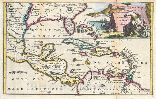 Historic Map : Ruyter Map of Florida, Mexico and The West Indies, 1747, Vintage Wall Art