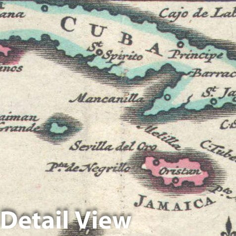 Historic Map : Ruyter Map of Florida, Mexico and The West Indies, 1747, Vintage Wall Art