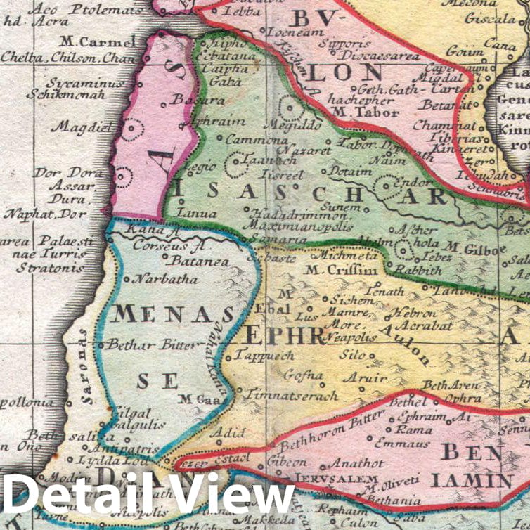 Historic Map : Homann Heirs Map of Israel, Palestine, Holy Land (12 Tribes), 1750, Vintage Wall Art