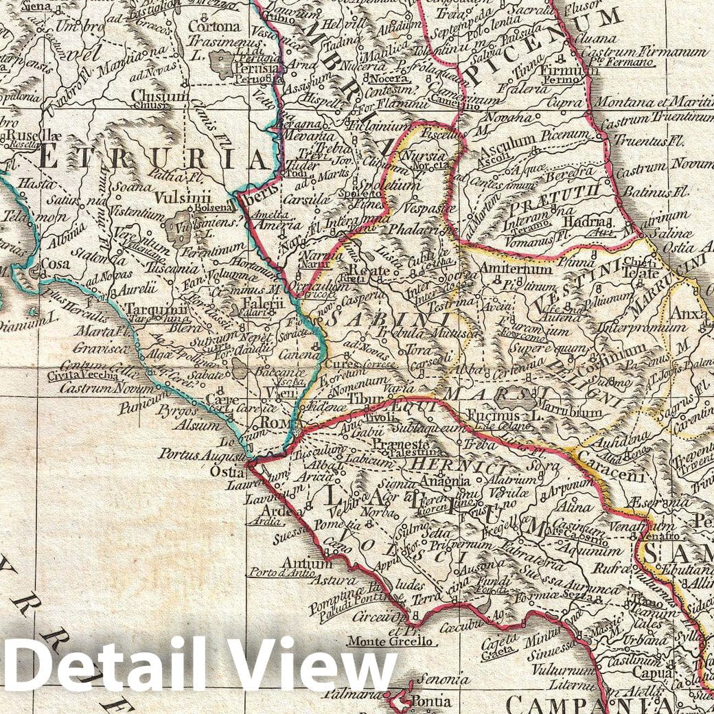 Historic Map : Anville Map of Itally in Roman Times, 1764, Vintage Wall Art