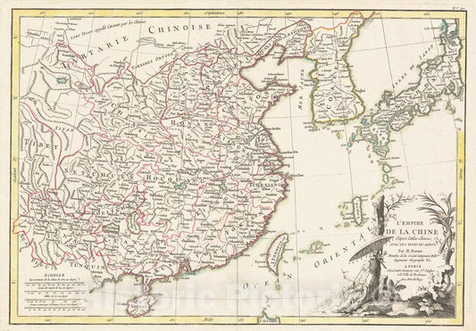 Historic Map : Bonne Map of China, Korea, Japan and Formosa, 1770, Vintage Wall Art