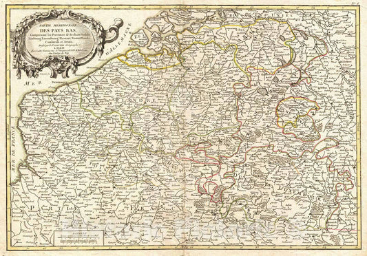 Historic Map : Janvier Map of Belgium and Luxembourg, 1771, Vintage Wall Art