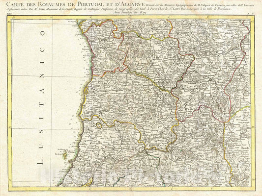 Historic Map : RizziZannoni Map Northern Portugal, Oporto, 1775, Vintage Wall Art