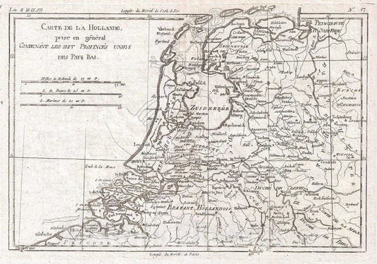 Historic Map : Raynal and Bonne Map of Holland and Belgium, 1780, Vintage Wall Art