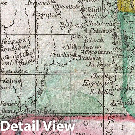 Historic Map : Raynal and Bonne Map of Louisiana, Florida and Carolina, 1780, Vintage Wall Art