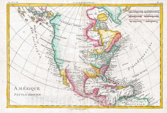 Historic Map : Raynal and Bonne Map of North America, 1780, Vintage Wall Art