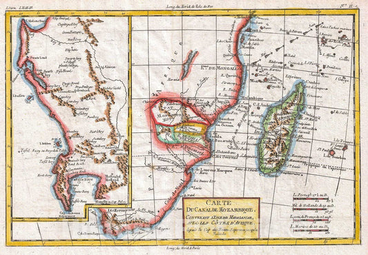 Historic Map : Raynal and Bonne Map of South Africa, Zimbabwe, Madagascar, and Mozambique, 1780, Vintage Wall Art