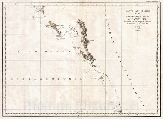 Historic Map : La Perouse Map of Vancouver and British Columbia, Canada, 1786, Vintage Wall Art