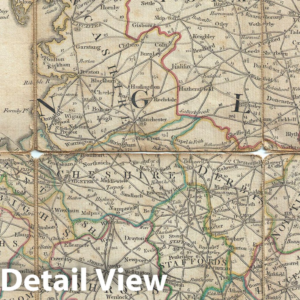 Historic Map : Faden Map of The Roads of Great Britain or England, 1790, Vintage Wall Art