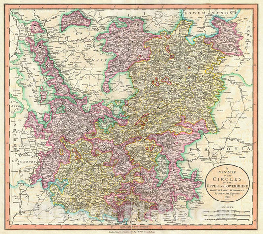 Historic Map : Cary Map of The Upper and Lower Rhine , 1799, Vintage Wall Art