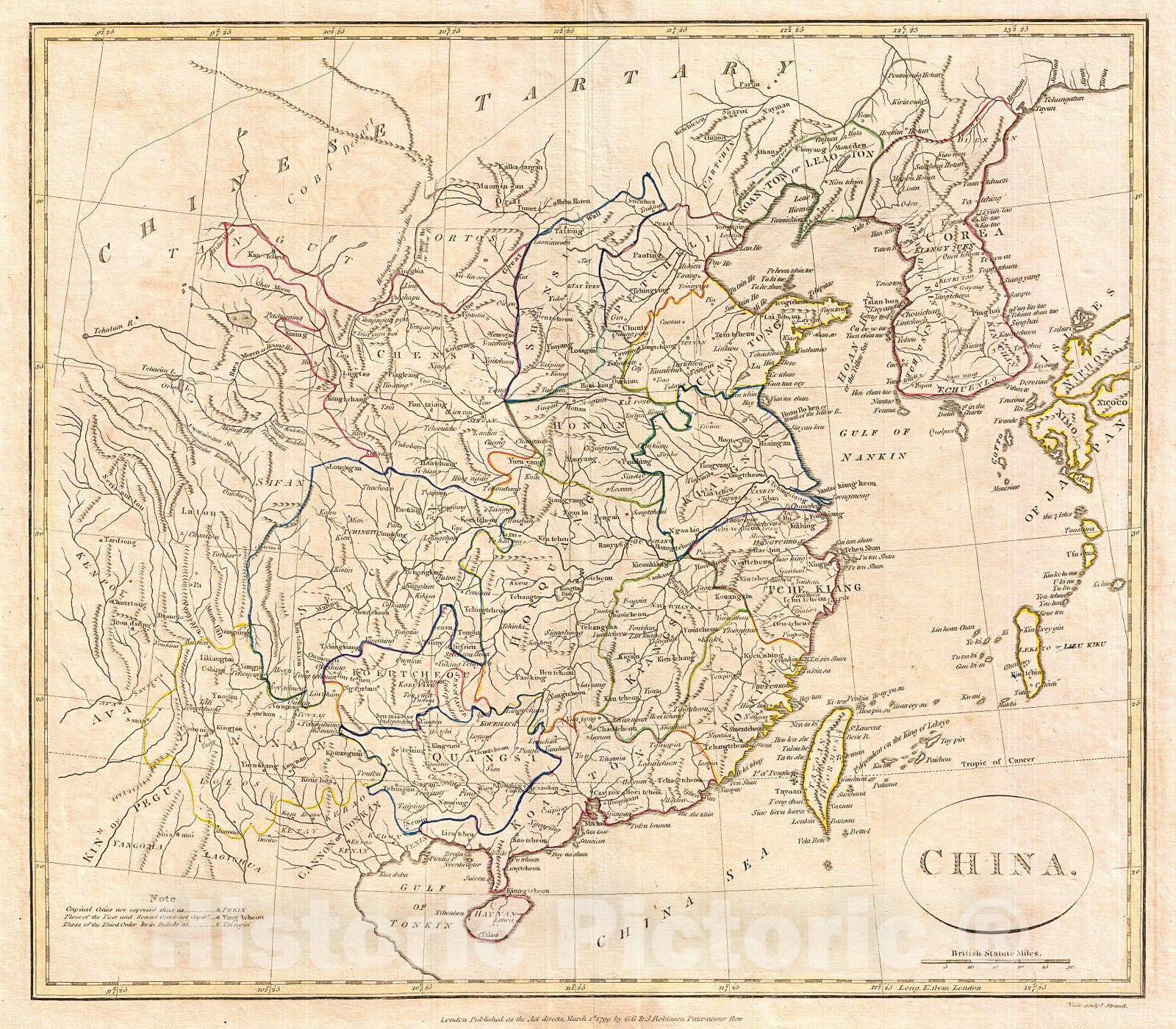 Historic Map : Clement Cruttwell Map of China, Korea, and Taiwan , 1799, Vintage Wall Art