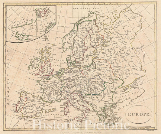 Historic Map : Clement Cruttwell Map of Europe , 1799, Vintage Wall Art