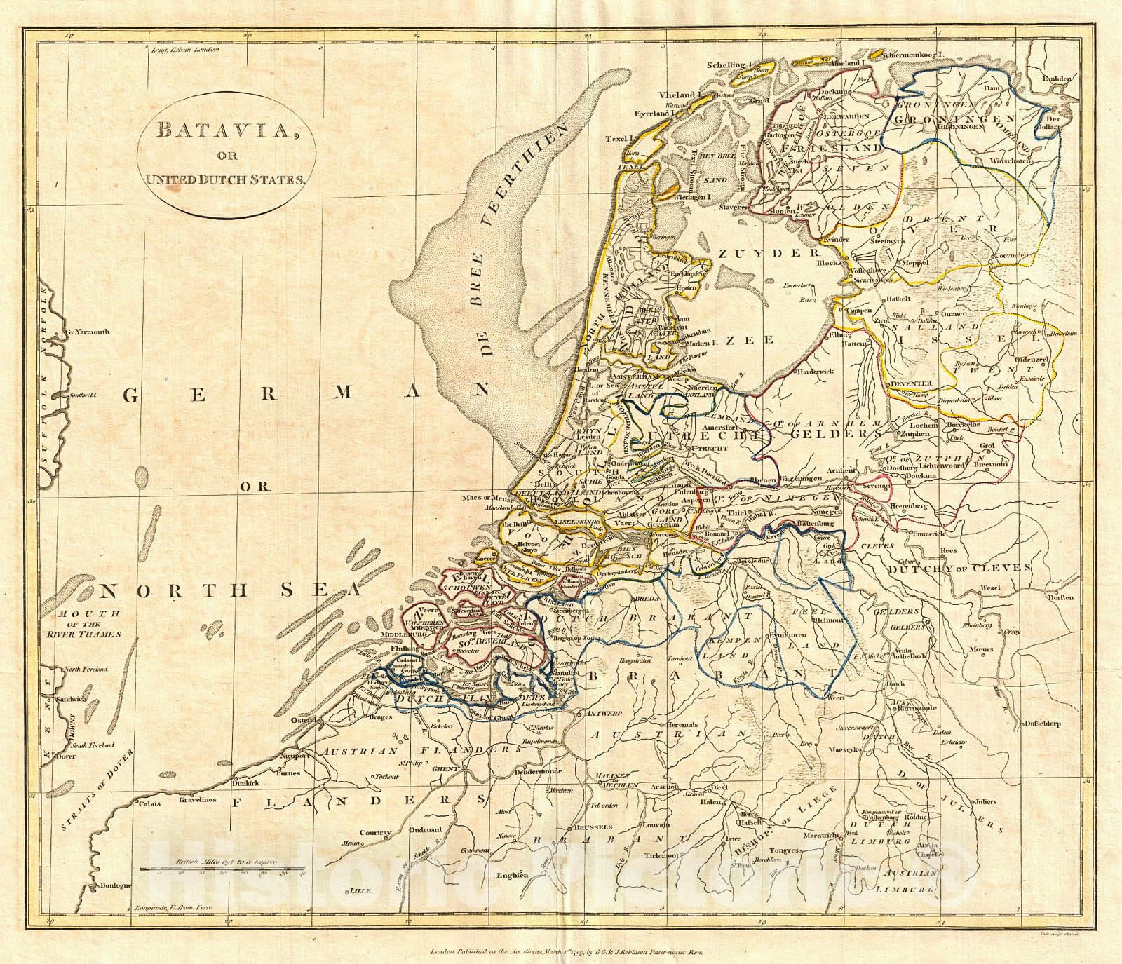 Historic Map : Clement Cruttwell Map of HollanArt The Netherlands , 1799, Vintage Wall Art