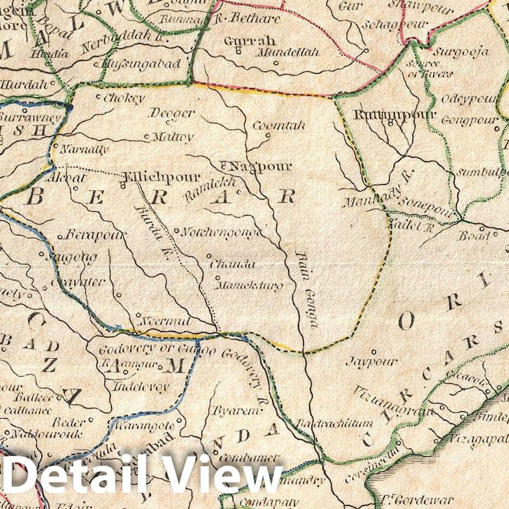 Historic Map : Clement Crutwell Map of Hindoostan , 1799, Vintage Wall Art