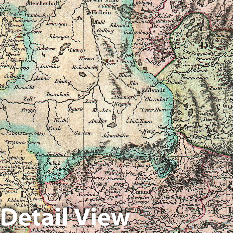 Historic Map : Cary Map of Austria , 1801, Vintage Wall Art